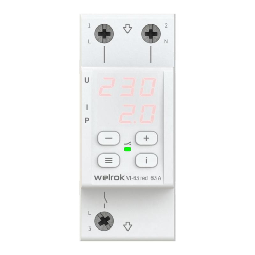 Реле напряжения с контролем тока VI-63 red Welrok 4660251140281 Реле напряжения с контролем тока VI-63 red Welrok 4660251140281