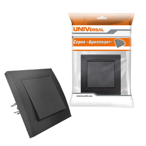 Выключатель 1-кл. СП Бриллиант 10А IP20 в сборе графит Universal 7947366-Gr фото 3
