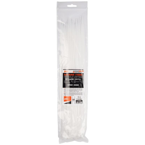 Хомут кабельный (стяжка) PCT 3.6х350-100WH 3.6х350 PA6.6 бел. (уп.100шт) JazzWay 5053885 фото 3 Хомут кабельный (стяжка) PCT 3.6х350-100WH 3.6х350 PA6.6 бел. (уп.100шт) JazzWay 5053885 фото 3
