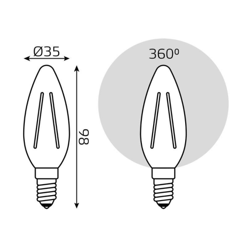 Лампа светодиодная филаментная Black Filament 9Вт свеча 2700К тепл. бел. E14 680лм GAUSS 103801109 фото 5