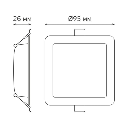 Светильник светодиодный Elementary Downlight 5.5Вт 4000К 460лм 170-260В IP20 95х26 квадрат монтаж бел. GAUSS 998420205 фото 3