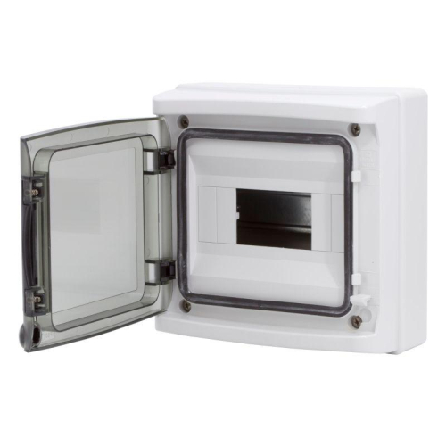 Щиток настенный 8мод. IP65 с дверцей с клеммн. блоком 63А сер. DKC RB08W6TGD фото 2