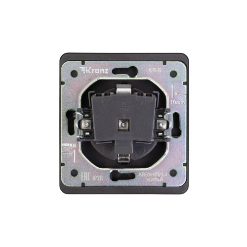 Розетка 1-м СП ROUND MIELE 16А с заземл. защ. шторки оникс Kranz KR-78-0701-3 фото 3