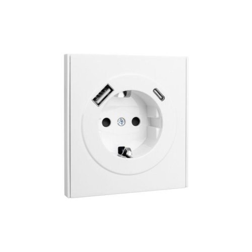 Розетка 1-м СП STRONG MIELE 16А с заземл. защ. шторки с USB A+C быстрой зарядки 5В/3А жемчуж. Kranz KR-78-0704-4 фото 5
