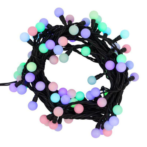 Гирлянда светодиодная "Мультишарики" 10м d17.5мм 80LED RGB 5Вт IP65 провод черн. каучук Neon-Night 303-679 фото 2