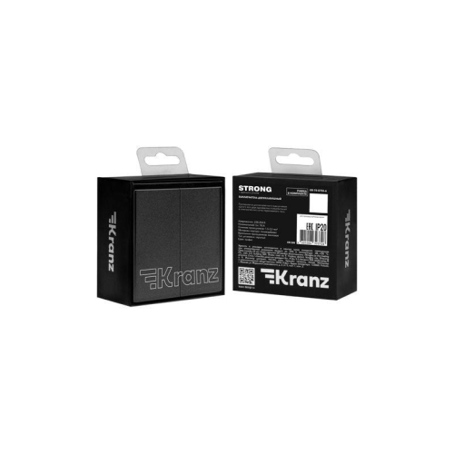 Выключатель 2-кл. СП STRONG MIELE 10А графит Kranz KR-78-0706-6 фото 7