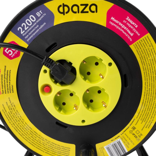 Удлинитель на катушке 4х50м с с заземл. CRG-04-5000 ФАZА 5063822 фото 3