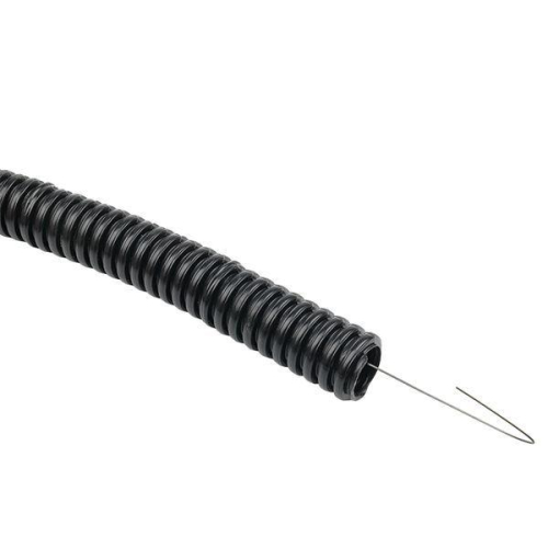 Труба гофрированная d20мм с протяжкой безгалоген. трудногорючая (FRHF) черн. (уп.100м) Plast EKF FRHF-20 фото 3