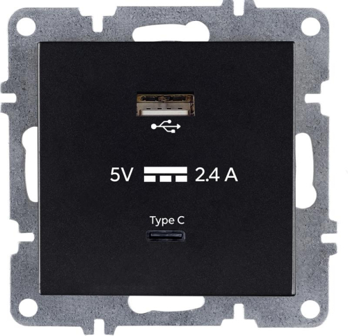 Розетка LAVIN/KAREN USB + TYPE-C механизм черн. ARVIA 50 07 2000 304 Розетка LAVIN/KAREN USB + TYPE-C механизм черн. ARVIA 50 07 2000 304