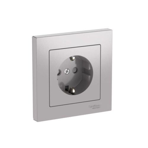 Розетка AtlasDesign 16А с заземл. защ. шторки быстрозажим. клем. в сборе алюм. SE ATN000344S Розетка AtlasDesign 16А с заземл. защ. шторки быстрозажим. клем. в сборе алюм. SE ATN000344S