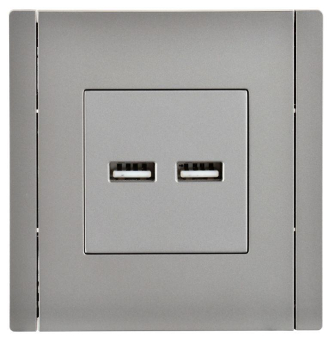 Розетка USB A+A 3.1А FORTE&PIANO FP549 сталь IEK FP-U21-D31-K46 фото 2 Розетка USB A+A 3.1А FORTE&PIANO FP549 сталь IEK FP-U21-D31-K46 фото 2