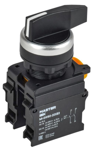 Переключатель 3 полож. 2НО длин. ручка черн. MASTER IEK MI-SW60-20XB3-4-25-3-K02 Переключатель 3 полож. 2НО длин. ручка черн. MASTER IEK MI-SW60-20XB3-4-25-3-K02