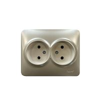 Розетка 2-м СП ASTI 16А IP20 без заземл. термопласт жемчуж./бел. перламутр. LEZARD 7081-3000-128B