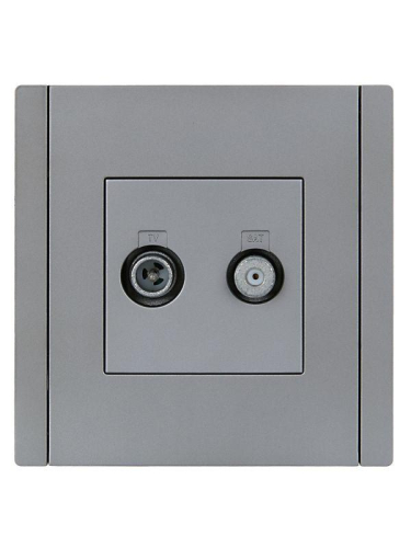 Розетка 2-м TV+SAT FORTE&PIANO FP538 сталь IEK FP-AF20-O-K46 фото 2