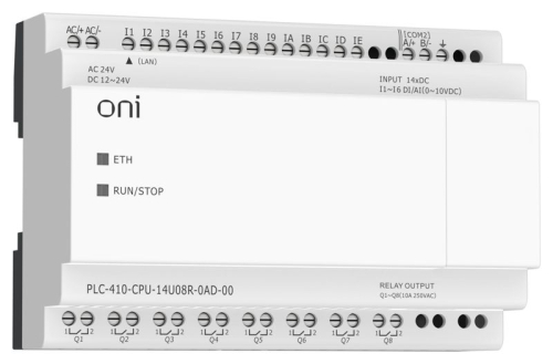 Модуль ЦПУ ПЛК 410 8 DI 6 UI (0-10В/DI) 8 RO 12В-24В DC или 24В AC с Ethernet портом без экрана ONI PLC-410-CPU-14U08R-0AD-00 фото 4 Модуль ЦПУ ПЛК 410 8 DI 6 UI (0-10В/DI) 8 RO 12В-24В DC или 24В AC с Ethernet портом без экрана ONI PLC-410-CPU-14U08R-0AD-00 фото 4