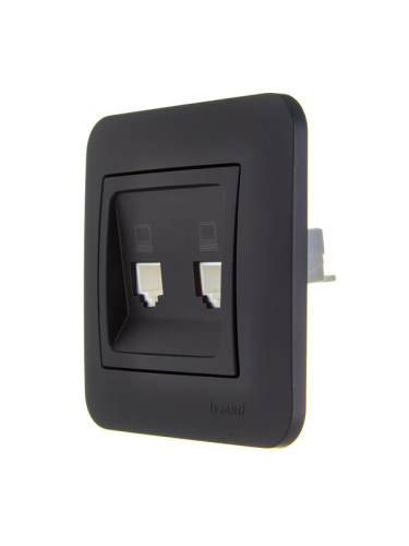 Розетка компьютерная 2-м СП ASTI IP20 RJ45 в сборе черн. бархат LEZARD 7081-4242-141 фото 4