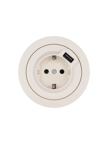 Розетка 1-м СП OSEN с заземл. + USB разъем механизм сл. кость LEZARD 743-9088-181 фото 3