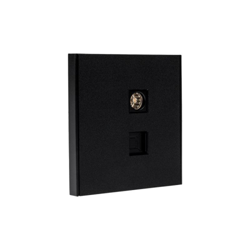 Розетка компьютерная + телевизионная СП STRONG MIELE RJ45 кат6 + TV антрацит Kranz KR-78-0722-5 фото 5