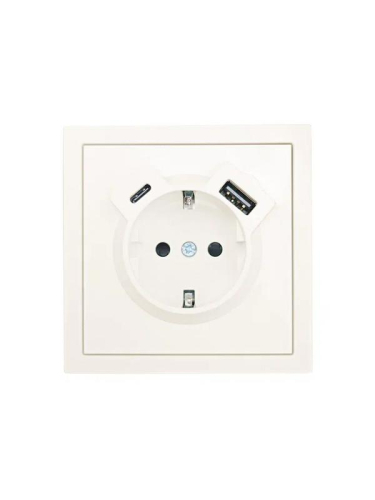 Розетка 1-мест. с/з Type-C+USB разъем СП ZIMA IP20 слон. кость LEZARD 704-9088-181TC фото 2