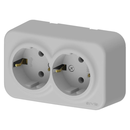 Розетка 2-м СП ARIA 16А IP20 с заземл. сер. ARVIA 25 22 1000 907 Розетка 2-м СП ARIA 16А IP20 с заземл. сер. ARVIA 25 22 1000 907