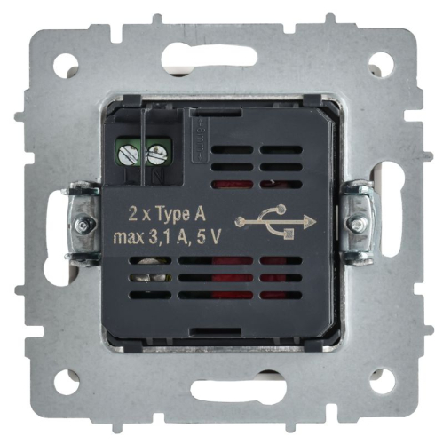 Розетка BRITE РЮ10-1-БрАБ USB A+A 3.1А механизм арктич. бел. IEK BR-U21-D31-K91 фото 2