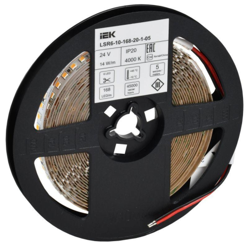 Лента светодиодная 2835-168LED 14Вт/м IP20 10мм 24В 4000К (уп.5м) IEK LSR6-10-168-20-1-05 фото 2