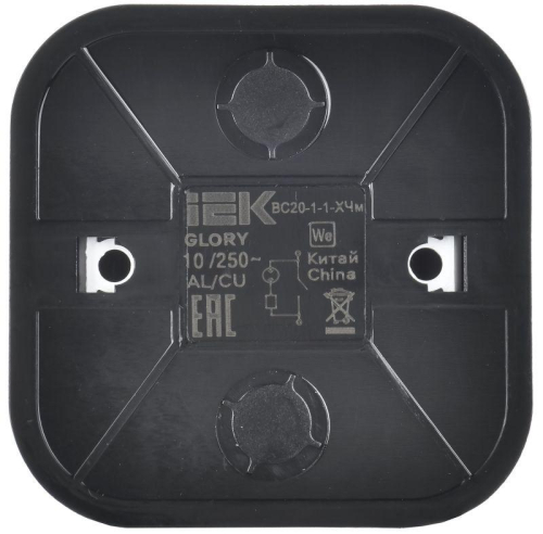Выключатель 1-кл. ОП GLORY ВС20-1-1-ХЧм 10А с индикацией черн. матов. IEK EVH11-K02M-10 фото 3