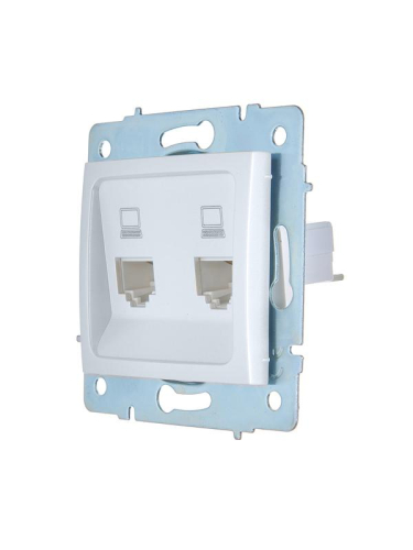 Розетка компьютерная 2-м СП ASTI IP20 RJ45 механизм жемчуж./бел. перламутр. LEZARD 7081-3088-141 фото 3