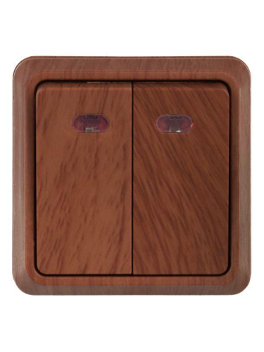 Выключатель 2-кл. ОП Октава 10А IP20 ВС20-2-1-ОД с индикацией дуб GENERICA EVO21-K04-10-DC фото 6