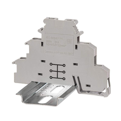 Клемма трехуровневая винтовой зажим 6 точек подключения 2.5кв.мм сер. DKC DKIDR-1.5-PV