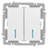 Выключатель Accent 6-105-01М двойн. с подсветкой 10А-250В IP20 СУ AL/CU бел. матов. Intro Б0063507
