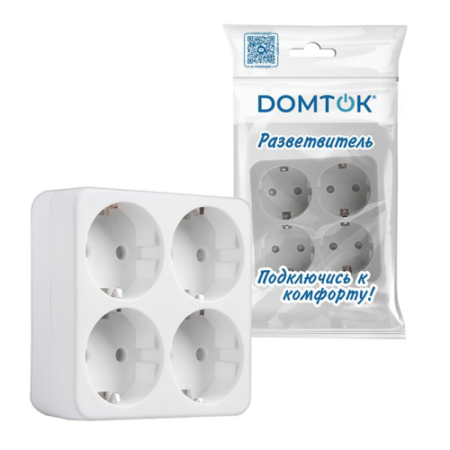 Разветвитель 4-м с заземл. 16А 3500Вт 250В квадрат бел. DОМТОК 2661 фото 4 Разветвитель 4-м с заземл. 16А 3500Вт 250В квадрат бел. DОМТОК 2661 фото 4