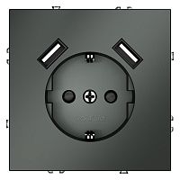 Розетка 1-м СП S70 16А с USB A+A с заземл. защ. шторки механизм титан Voltum VLS040406