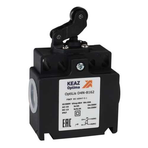 Выключатель концевой OptiLiS D4N-8162 рычаг роликовый горизонт. перемещение EN 50047 XCKT2121P16 КЭАЗ 365316