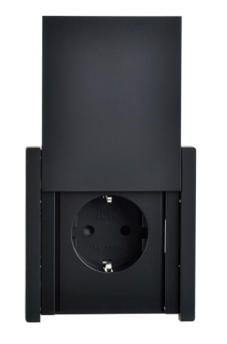 Розетка СП FORTE&PIANO16А IP44 FP119 с заземл. защ. шторки с крышкой безвинт. крепл. черн. IEK FP-R16-16-1-44-K02 фото 2