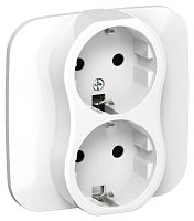 Розетка 2-м СП FLITE РС12-1-А-ФлБ 16А с заземл. без защ. шторок безвинтовое крепление в сборе механизм бел. IEK FI-R21A-16-1-K01