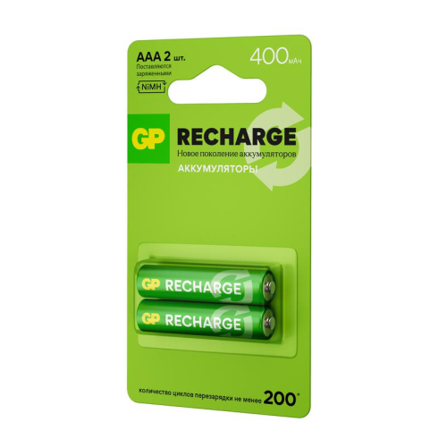Аккумулятор AAA/HR03 RECHARGE 1.2В 400мА.ч 40AAAHCV-2CRSBC2 16/96 (блист.2шт) GP 20250 фото 3 Аккумулятор AAA/HR03 RECHARGE 1.2В 400мА.ч 40AAAHCV-2CRSBC2 16/96 (блист.2шт) GP 20250 фото 3