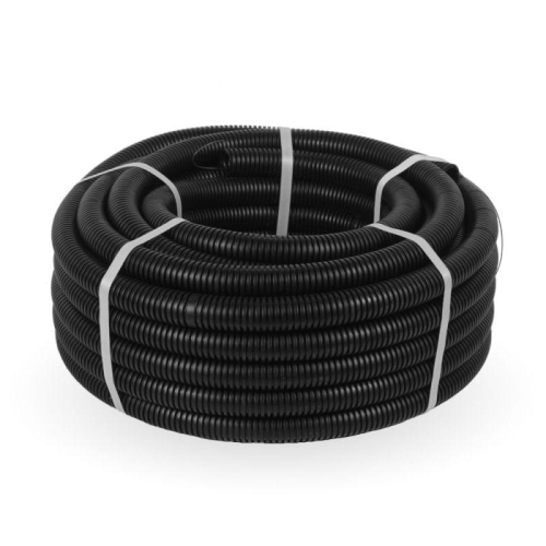 Труба гофрированная ПНД легкая d32мм с протяжкой 350 Н безгалоген. (HF) стойкая к УФ черн. (уп.25м) Промрукав 161559 фото 2