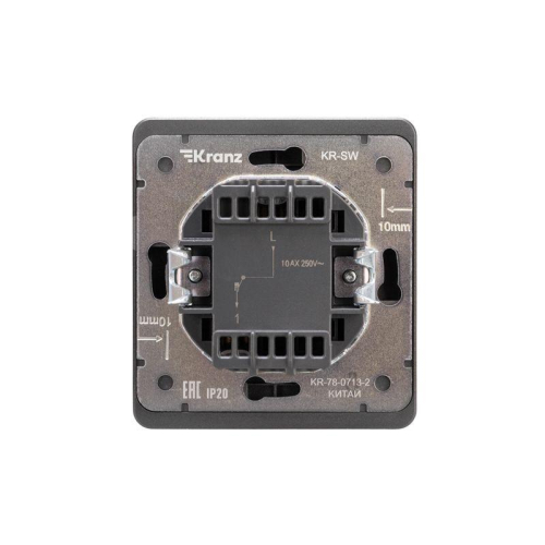 Выключатель 1-кл. СП ROUND MIELE 10А с подсветкой титан Kranz KR-78-0713-2 фото 3