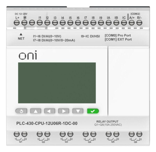 Модуль ЦПУ ПЛК 430 4 DI 6 UI (0-10В/DI) 2 UI (0-10В/0-20мА/DI) 6 RO 24В DC с Ethernet портом с экраном ONI PLC-430-CPU-12U06R-1DC-00 фото 6