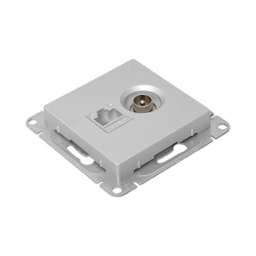 Розетка телевизионная + компьютерная СП Эпика TV + RJ45 кат.5 механизм алюм. EKF UP1-SOA-TV+RJ фото 10