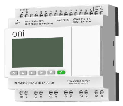 Модуль ЦПУ ПЛК 430 4 DI 6 UI (0-10В/DI) 2 UI (0-10В/0-20мА/DI) 6 TO 24В DC с Ethernet портом с экраном ONI PLC-430-CPU-12U06T-1DC-00 фото 3