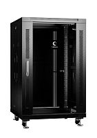 Шкаф монтажный телекоммуникационный напольный SH-05C-18U60/80-BK 19дюйм для распред. и серверн. оборудования 18U 600х800х988мм передн. стеклян. и задн. сплошн. метал. двери ручка с замком черн. (RAL 9004) Cabeus 8571c