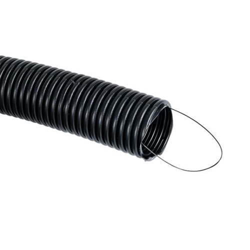 Труба гофрированная d40мм с протяжкой безгалоген. трудногорючая (FRHF) черн. (уп.25м) Plast EKF FRHF-40 фото 3
