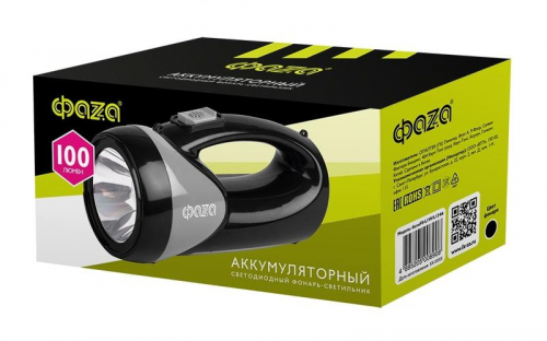 Фонарь аккумуляторный универсальный AccuF8-L1W/L12-bk 1Вт 100лм + боков. панель 12х0.5Вт 110лм аккум. 0.9А.ч ЗУ: 220В/12В IP20 черн. ФАZА 5008908 фото 2