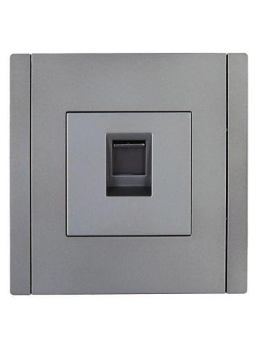 Розетка компьютерная RJ45 кат.6 FORTE&PIANO FP531 сталь IEK FP-K10-2-K46 фото 2