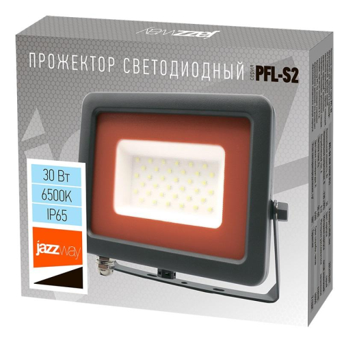 Прожектор светодиодный PFL-S2 30Вт 6500К IP65 220–240В ДО с клапаном закален. матов. стекло сер. Pro JazzWay 2853295D фото 2