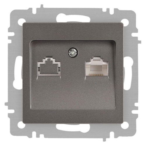 Розетка Accent 6-303-09 информационная RJ45 IP20 СУ титан Intro Б0063642