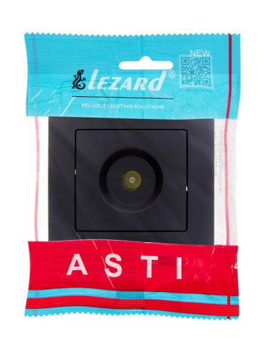 Розетка телевизионная оконечная TV СП ASTI IP20 в сборе черн. бархат LEZARD 7081-4242-130 фото 4