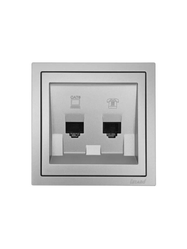 Розетка компьютер+телефон СП ZIMA IP20 с модулем Cat 6 сер. матов. LEZARD 704-7488-144 фото 3